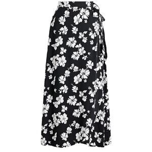 J. Crew Printed Faux Wrap Midi Skirt Womens Plus Size 2X Black White Floral